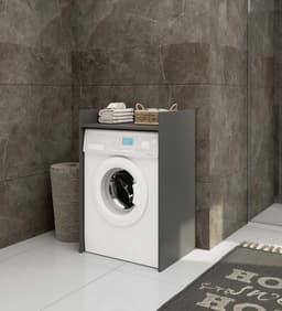 Wasmeubel voor Wasmachine en Wasdroger - Ruimtebesparend en Modern Design - 64 cm Grafietgrijs — thumbnail 3