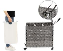 Luxe Handgeweven Wasmand met 3 - Grijs - 3 Compartimenten – Grijs – - Medahomestore
