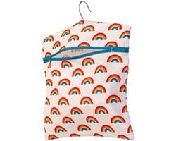 Hang On The Line Wasknijperzak - Voor 50 Wasknijpers, 33 x 30 cm, Turquoise/Rood/Wit