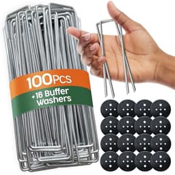 Grondankers Set van 100 Stuks met 16 Sluitringen - 150 mm Lang, Maakt Scherpe Bevestiging Mogelijk voor Tuin, Mulch en Kunstgras — thumbnail 1