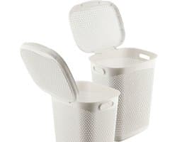 KADAX Plastic wasbak, lichte wasmand, wasverzamelaar van kunststof, luchtdoorlatende wasbox, met deksel (wit)