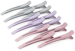 12-delige Haarklemmen voor Styling, Geen Crease Donsvoorklemmen met Siliconen Band, Professionele Klemmen voor Haarsectie en Kappen — thumbnail 1
