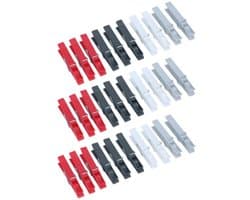 Dirt Devil Kunststof wasknijpers - 120x knijpers - Rood/zwart/wit/grijs - 7 cm - kunststof