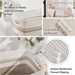 Wasmand - wasmand, hoge katoenen opbergmand met handgrepen, decoratieve dekenmand voor woonkamer, opvouwbare grote mand voor speelgoed, kussens, kleding-16x13x22inch-geel bont — thumbnail 4