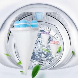 2-stuks Wasmachine pluizenfilter - Wasmachine filterzak - Wasmachine haarverzamelaar - Huisdierhaarverzamelaar - Drijvend ontwerp - Herbruikbaar - Vangt kledingresten op - Geschikt voor het reinigen van wasmachineresten - Blauw — thumbnail 5