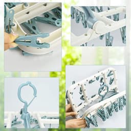 Hanging Sock Dryer with 40 Clips - Foldable Indoor Drying Rack for Socks, Underwear, and Baby Clothes — thumbnail 3