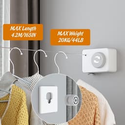 BOTC Waslijn Uittrekbaar - Uittrekbare Wasdraad - 42 Meters - Ophangbaar - Badkamer, Balkon en Wasruimte - Wit — thumbnail 5