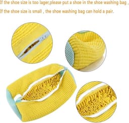 Waszak - Waszak Schoenen - Waszak Voor Schoenen - Laundry bag - Waszakken voor Sneakers - Wasgoed - Schoenenwaszak Wasmachine - Schoenenwaszak - Herbruikbaar - Schoen Wassen - Netje Anti-Vervorming - Waszak Schoenenzak - 39 x 19 cm - geel - Polyester — thumbnail 2