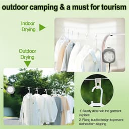Uittrekbare Campingwaslijn - 10 Meter - Compact en Lichtgewicht - Windbestendig - Voor Outdoor en Reizen — thumbnail 5