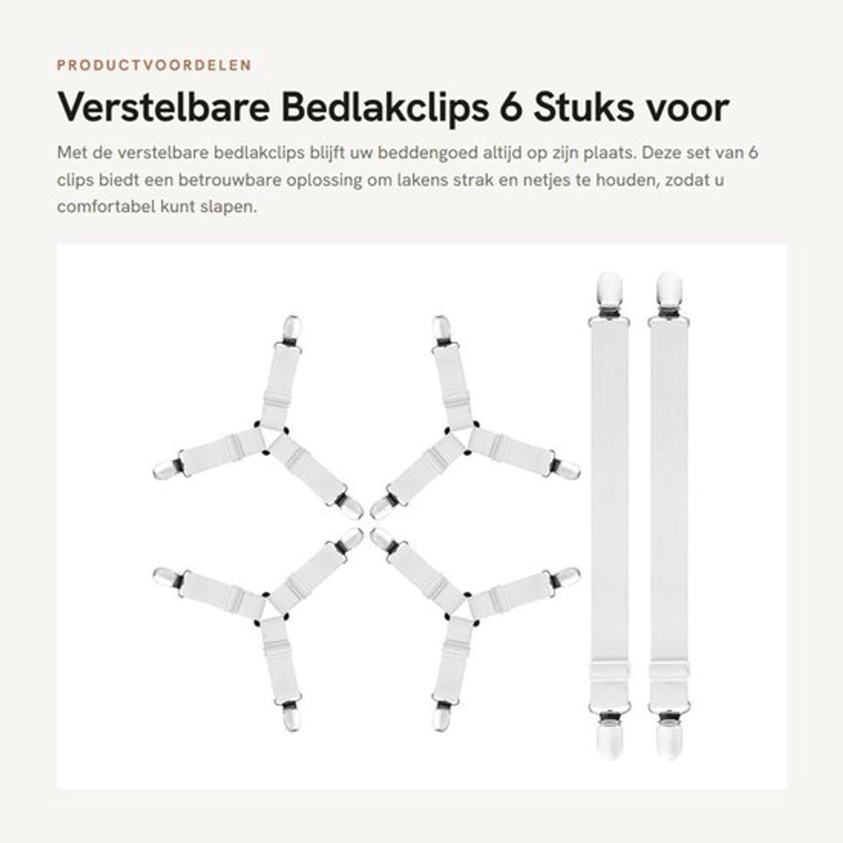 Verstelbare Bedlakclips 6 Stuks voor Stabiliteit van Beddengoed — afbeelding 1