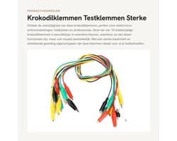 Krokodilklemmen - Testklemmen - Sterke elasticiteit - Rood Zwart Wit Geel Groen - Dubbelzijdige klemmen - Geschikt voor testen - Klemmen...