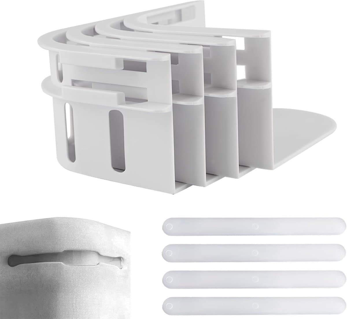8 Pcs Bed Sheet Holders with Lock Strips, Heavy Duty Sheet Closures, Mattress Corner Clamps, Locking Holders - ShopVlot — afbeelding 1