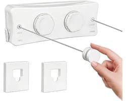 Retractable Clothesline, Indoor Clothesline, Double Line, Invisible Clothes Line Made of Stainless Steel, Adjustable - ShopVlot