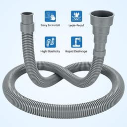 Dailygoods- Verlengslang 1 m - Universele Set - Verbindingsstuk - Klemmen - Hoekhouder - Flexibele Uitlaatverlengset - Afvoerslang — thumbnail 2
