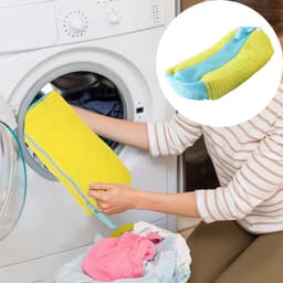 Dailygoods - 2 stuks schoenenwasmachinezakken voor droger en wasmachine, zachte vezels, 360° reiniging, herbruikbare waszak voor sneakers en tennisschoenen (geel) — thumbnail 4