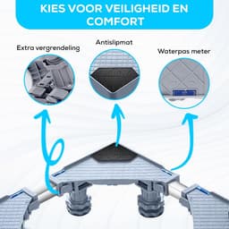 Wasmachine Verhoger - Wasrek Onderstel - Apparaten Verplaatsen - Extra Stabiel 8-Poot - 500 kg Capaciteit - Grijs — thumbnail 3