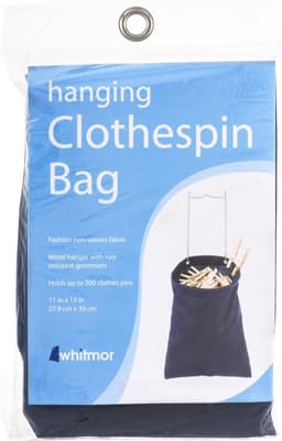 Hangende Speldtas - Waslijn Organizer - Wasknijpers Opbergen - Met Ophangstang - 15 cm breed - Navy Blauw — thumbnail 3