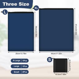Dailygoods - 4 stuks waszakken, opvouwbare reistas voor vuile kleding, herbruikbare en waterdichte natte tassen met ritsen voor zwemmen, yoga, training, reizen familievakantie (blauw en zwart) — thumbnail 3