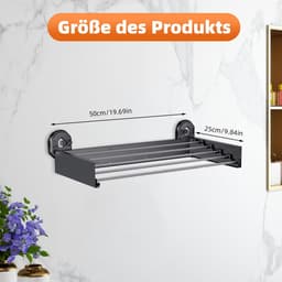 Dailygoods- Droogrek met zuignap - Inklapbaar - Wandmontage - Ruimtebesparend - Kledingrek - Duurzame constructie 50 x 25 cm - Wasrek — thumbnail 2