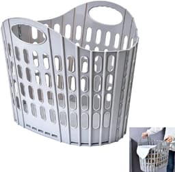 Opvouwbare wasmand - wasmand - vuile wasmand - handzame vuile wasmand - grijs - 29*20*32 cm - wandmontage mogelijk - geschikt voor slaapkamers, badkamers, studentenkamers, campers en appartementen — thumbnail 1