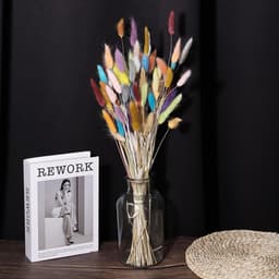 120 stuks natuurlijke hazenstaart, gedroogde bloemen, 43 cm, mini pampasgras, voor bloemendecoraties, bruiloft, Kerstmis, zwart — thumbnail 3