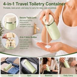 4 in 1 Travel Dispenser Bottle(Includes Labels、funnel、Cleaning Straw Brush) | 4 in 1 Travel Bottle Dispenser丨4 in 1 Travel Bottle Dispenser for Shampoo Lotion Conditioner Cream Essentials — thumbnail 2