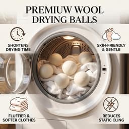 SnelShoppen - Wollen Wasballen - Droogtijd Verkorten - Eco-vriendelijk Wasaccessoires - 6 Stuks voor Huishoudens en Reizigers - Voorkomt Kreuken en St — thumbnail 4