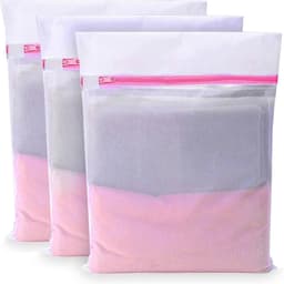 Wassen Netten - Delicate Kleding Bescherming - 3 Stuks 50x60cm - Duurzaam Polyester met Veilige Rits - Voor BH Reis en Schoenen - Wit Mesh Design — thumbnail 1
