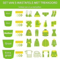 Wäschenetz Set - Wäschesack voor Waschmaschine - 5 Stuks - Feinmaschig Mesh met Kordelstopper - voor BH, Socken en Reiskleding - Diversen Maten — thumbnail 4