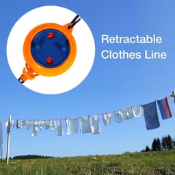 Intrekbare Waslijn - Reis Waslijn - Kleding Drogen - Winddicht Ontwerp - 10 Meter - Oranje — thumbnail 2