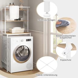 Wasmachinerek Badkamer - Toiletkast Opbergrek - Ruimte Besparen - Met Handdoekhouder - 67 x 162 x 40 cm - Wit — thumbnail 4