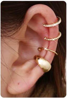 4 stuks Ear Cuff 14K Gold Clip Oorbellen Ear Cuff Earclips Dames Zonder Gepiercede Oren Fake Helix Kraakbeen Oorbellen Fake Piercing Ear Clip Zilver — thumbnail 1