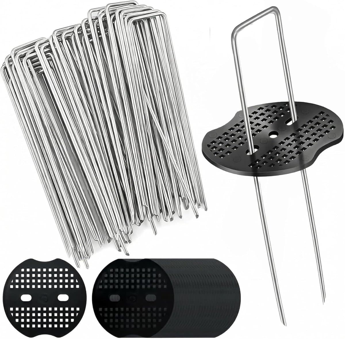 Grondankersset - Zwart - 150 x 40 mm - Verzinkt en Anti-Roest - Voor Tuin en Camping — afbeelding 1