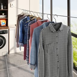 SnelShoppen - Uittrekbare Waslijn Wandmontage 4,2 m Roestvrijstalen Staaldraad Wit - Niet-Doorhangend, Duurzaam, Waterdicht, Voor Binnen en Buiten — thumbnail 4