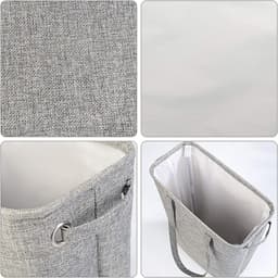 Laundry basket with lid, dark grey, 1 x dirty laundry basket, tightly foldable, carry handle for transport and - ShopVlot — thumbnail 2