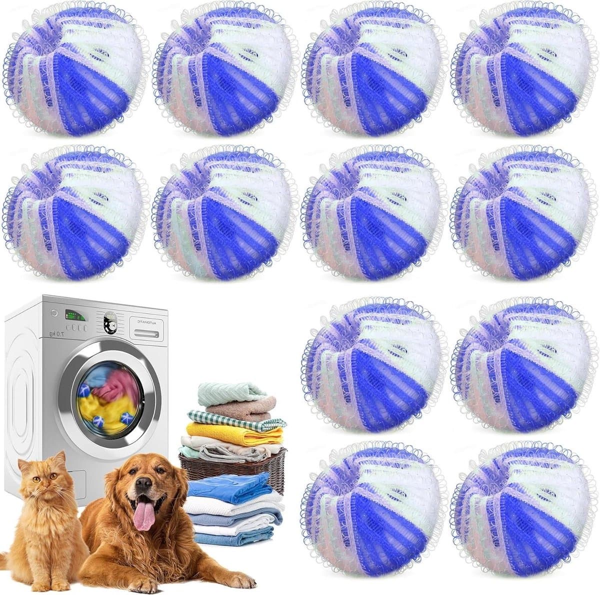 Anti-haarballen Wasmachine - Dierenhaar Vanger - Schoon Wassen - Herbruikbaar - 12 Stuks - Blauw — afbeelding 1