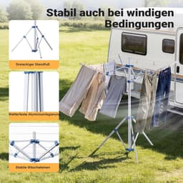 droogmolen 16 m waslijn met 4 armen waslijn wasrek aluminium 155cm hoog drooglijn — thumbnail 4