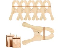 Houten Wasknijpers - Klemmen Hout - Bevestigen Wasgoed - Robuuste Constructie - 6 stuks - Niet gespecificeerd