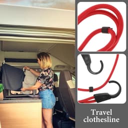 Waslijn Droogtouw - Reiswaslijn Camping - Kleding Drogen - Stevig Draagvermogen - 1.5 Meter - Rood — thumbnail 3