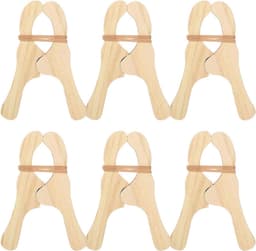 Houten Wasknijpers - Kledingknijpers Hout - Drogen van Stoffen - Robuust Natuurlijk Hout - 6 stuks - Niet gespecificeerd — thumbnail 1