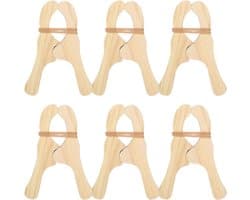 Houten Wasknijpers - Kledingknijpers Hout - Drogen van Stoffen - Robuust Natuurlijk Hout - 6 stuks - Niet gespecificeerd