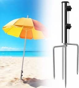 Grondanker - Zilver - 46 cm - Verzinkte Stalen Parasolstandaard voor Buiten - Voor Tuin en Strand — thumbnail 1