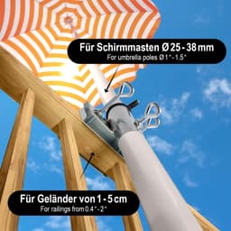 Parasolhouder voor balkon - Gegalvaniseerd Staal - Ø 25-38 mm - Verstelbare Bevestiging voor Balkonleuning — thumbnail 5
