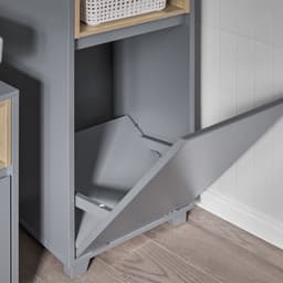 Waskast Met Uitklapbare Waszak - 2 Compartimenten - 35x105x30 cm - Badkamergarderobe - Smal Model — thumbnail 2