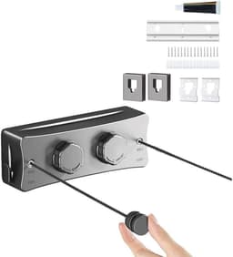 Intrekbare Waslijn - Uittrekbare Lijn - Kleding Drogen - Dubbele Kabel Ontwerp - 168 Meter - Zilver — thumbnail 1