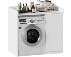 Wasmachinekast - Ombouwkast Droger - Ruimte Besparen - Extra Zijkasten - 96x66x96 cm - Wit