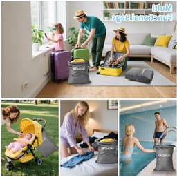 Vouwbare Waterdichte Waszakken voor Vuile Kleding, 2 Stuks met Rits, Ideaal voor Sport en Reis - Donkergrijs — thumbnail 5