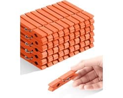 Houten Knijpers - Kleurrijke Clips - Decoratief Gebruik - Milieuvriendelijke Verf - 50 Stuks - Oranje