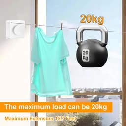 Omgoods - Intrekbare Waslijn met 4.8m Stalen Kabel - Geen Verzakking voor Badkamer en Balkon — thumbnail 4