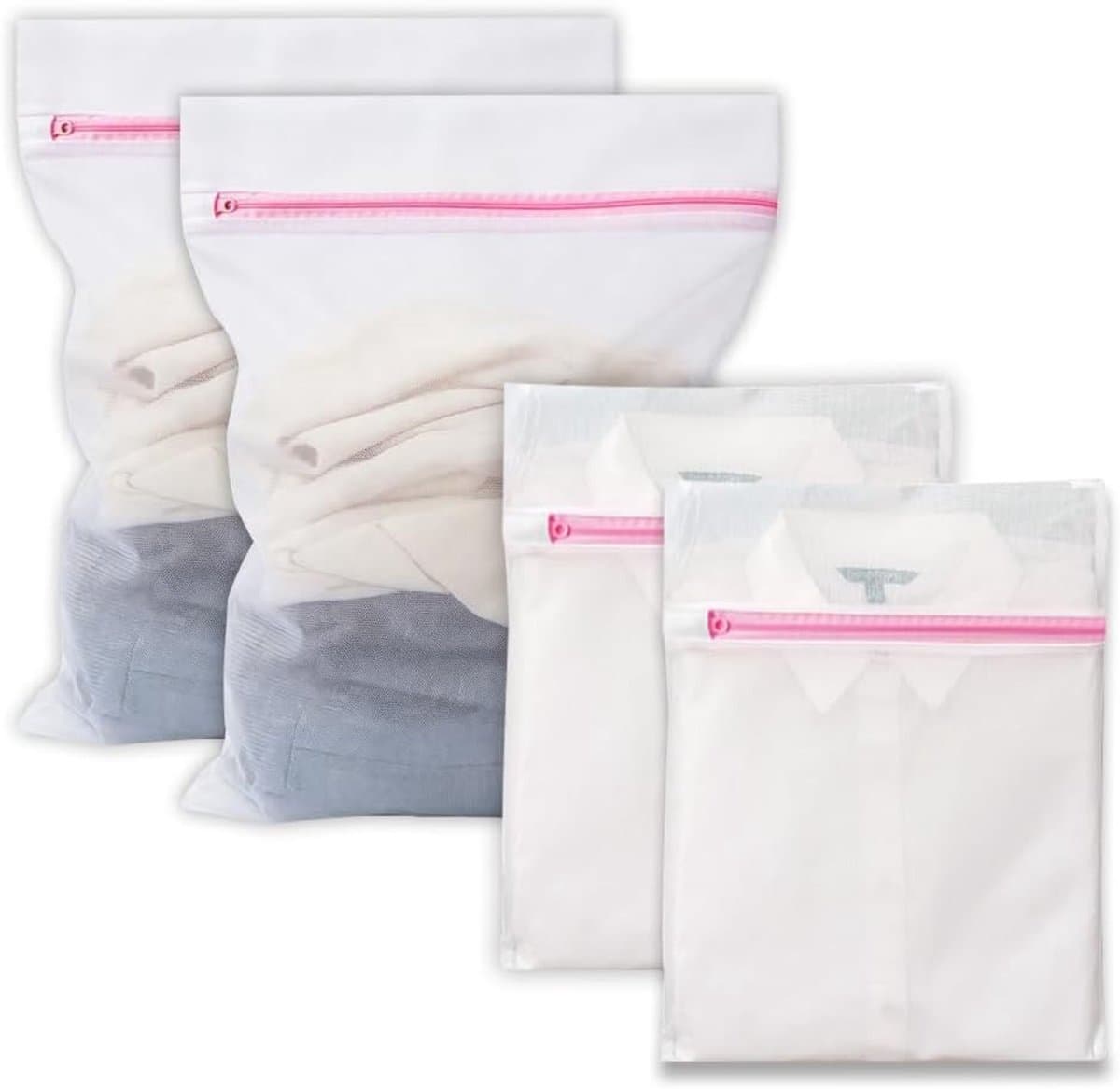 Set van 4 Herbruikbare Waszakken met Rits voor Delicate Kleding, Ondergoed en Reisorganizer - 23×30 cm en 30×40 cm — afbeelding 1